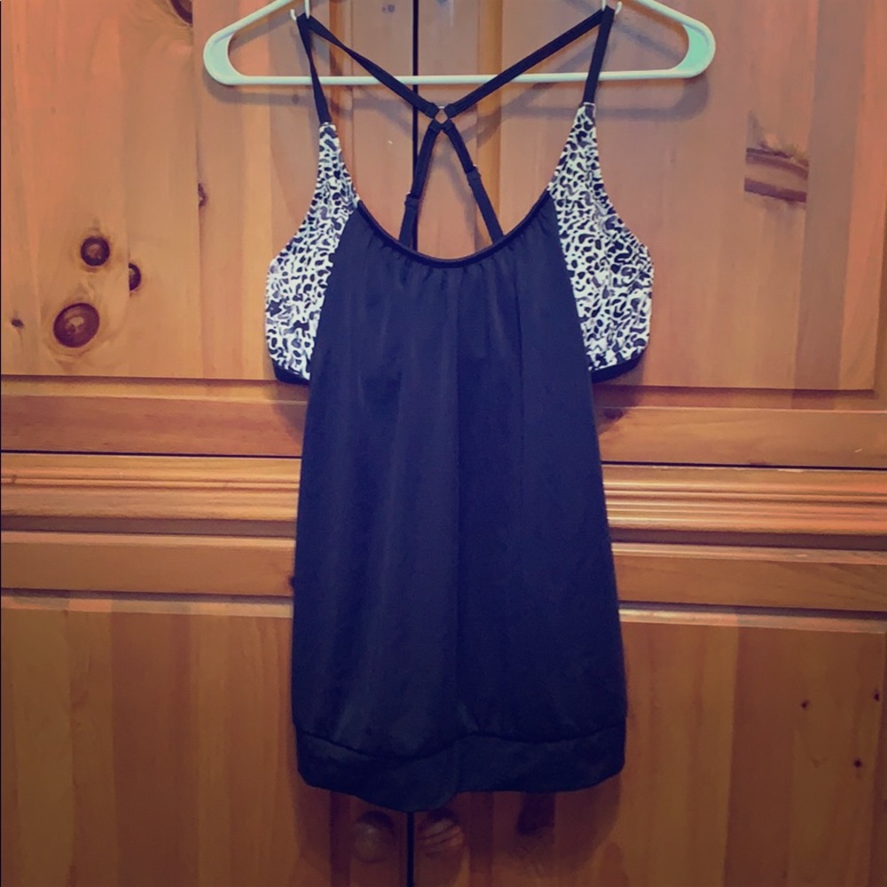 Blousy tankini top with built in bikini